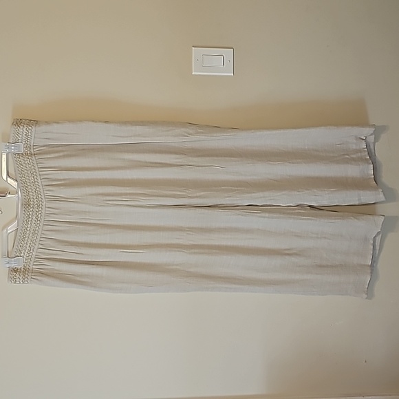 JM Collection Women's 1X Beige Metallic‎ Trim Casual Wide Leg Pants - Picture 2 of 12